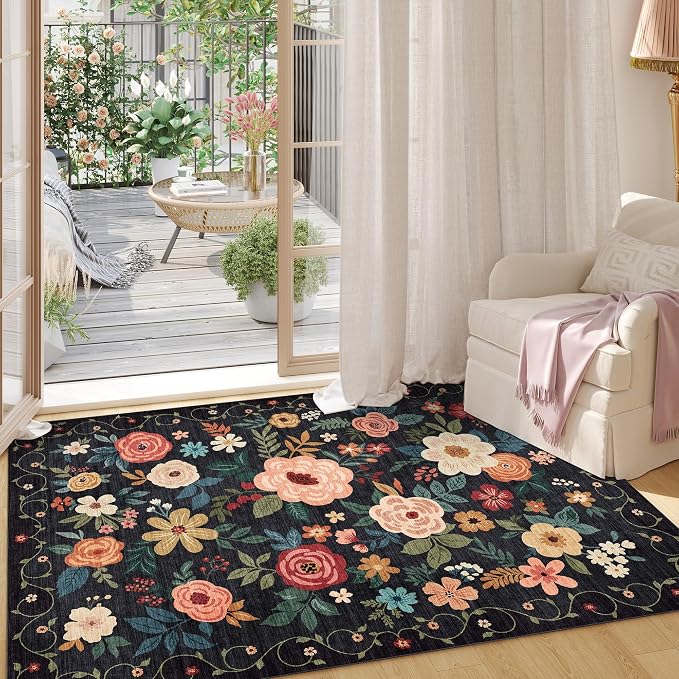 DUKINO 3x5 Area Rug, Floral Rugs - Image 4