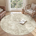 Soalmost 6x6 Beige Gray Round Rug 6ft Living Room Circle Rug Vintage Round Area by Soalmost