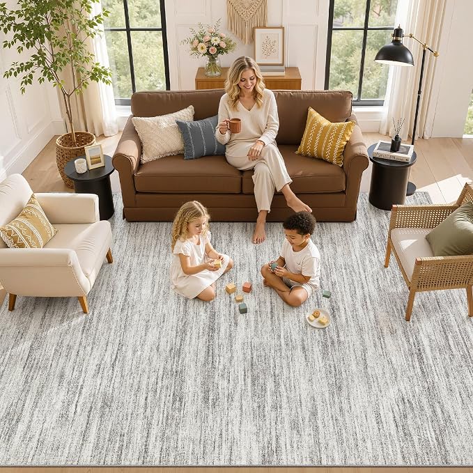 Nakagishi 6X8 Area Rugs Living Room: Washable Large Vintage Rug Neutral - Image 8