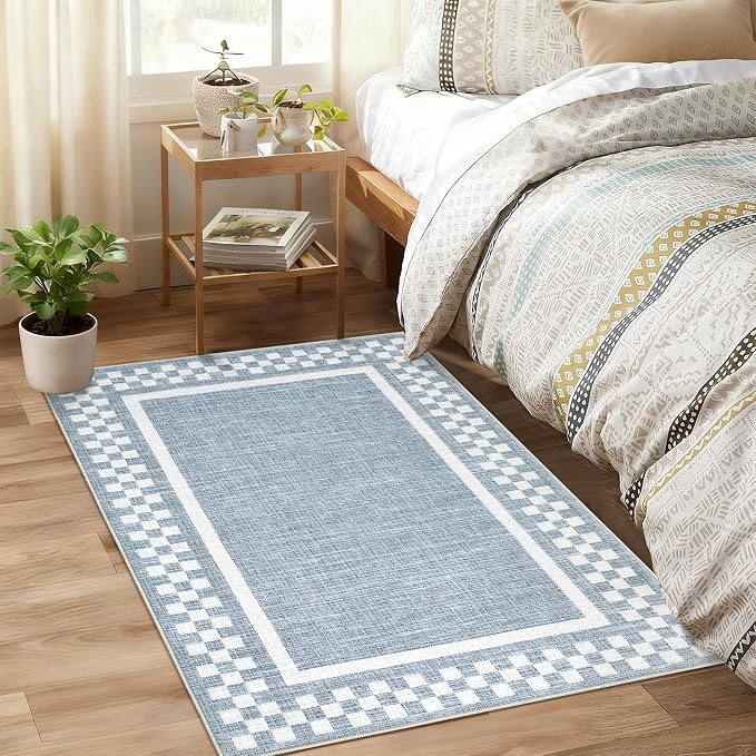 Small Bedroom Area Rug 3x5 Checkered Area Rug - Image 9