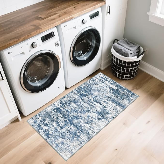 Runners for Hallways Ultra Non-Slip 2x4 Washable Kitchen Rug Abstract Tear and - Image 2