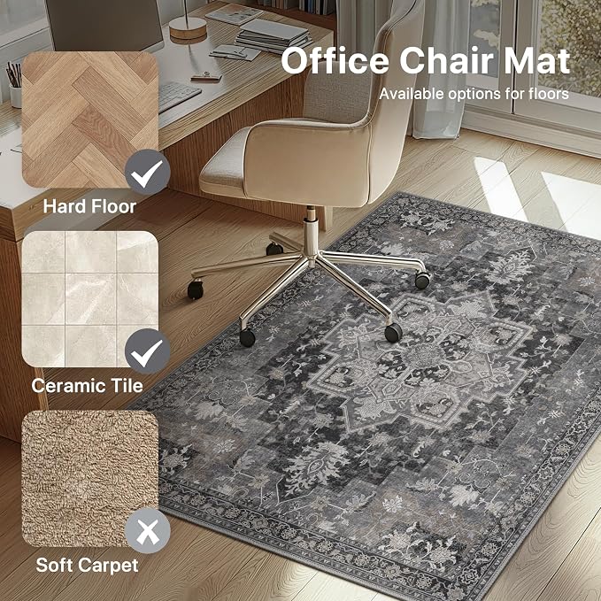 48"x72" Office Chair Mat for Hardwood Tile Floor, Under Desk Carpet Protector - Image 3