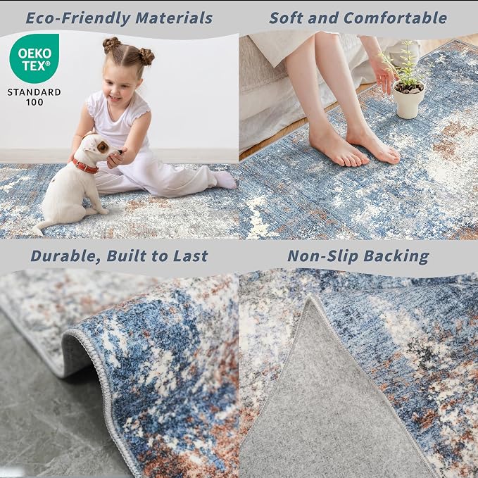 2x10 ft Washable Hallway Runner Rug – Non-Slip Low-Pile Long Carpet Runner - Image 5