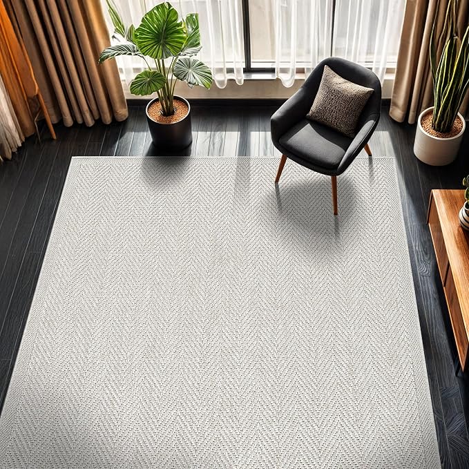 CAMILSON Easy Jute Rug 4x6, Indoor Outdoor Off-White Color Fiber Area Rugs - Image 9