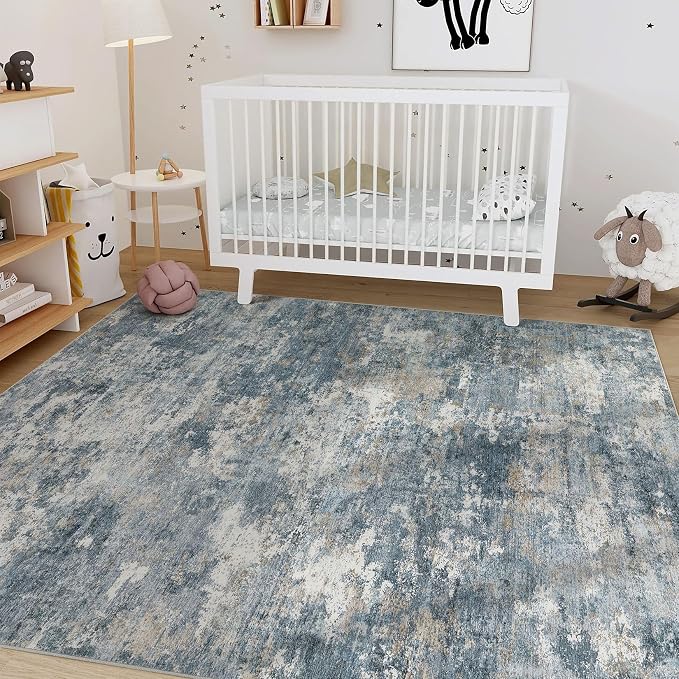 Nakagishi 6x9 Area Rugs Living Room: Washable Abstract Large Neutral Soft Rug - Image 6