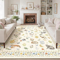 Soalmost Cat 9x12 Area Rugs for Living Room, Machine Washable Animal Floral by Soalmost