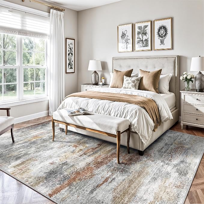 Washable Rug 6x9, Abstract Morden Soft Area Rug, Non-Slip Low Pile Rugs - Image 3