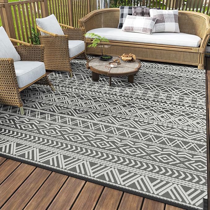 MontVoo Outdoor Rug 8x10 Waterproof Outdoor Patio Rug Mat Reverisble Plastic by MontVoo