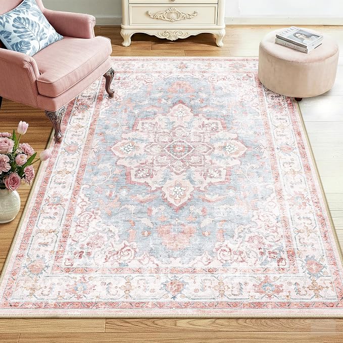 CAPALOCA Machine Washable Rugs Nursery Rug 4x6 Cute Girl Non Slip Low Pile by CAPALOCA