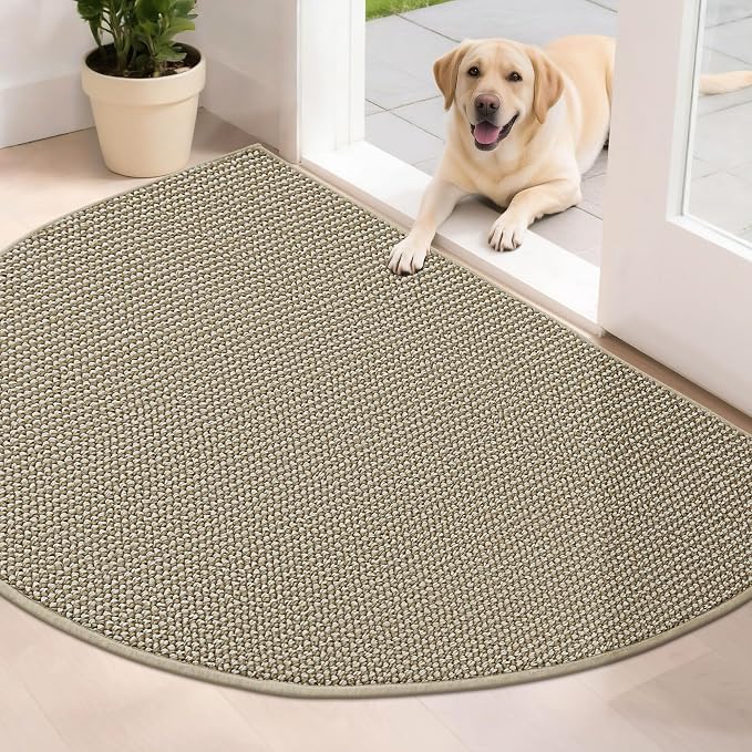 BEQHAUSE Dirt Trapper Door Mat 32" x 48" Half Circle Non-Slip Washable Doormats by BEQHAUSE