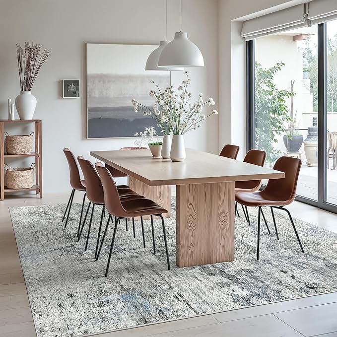 Soalmost Abstract Rug 8x10 Large Living Room Rugs Neutral Modern Washable Area - Image 3