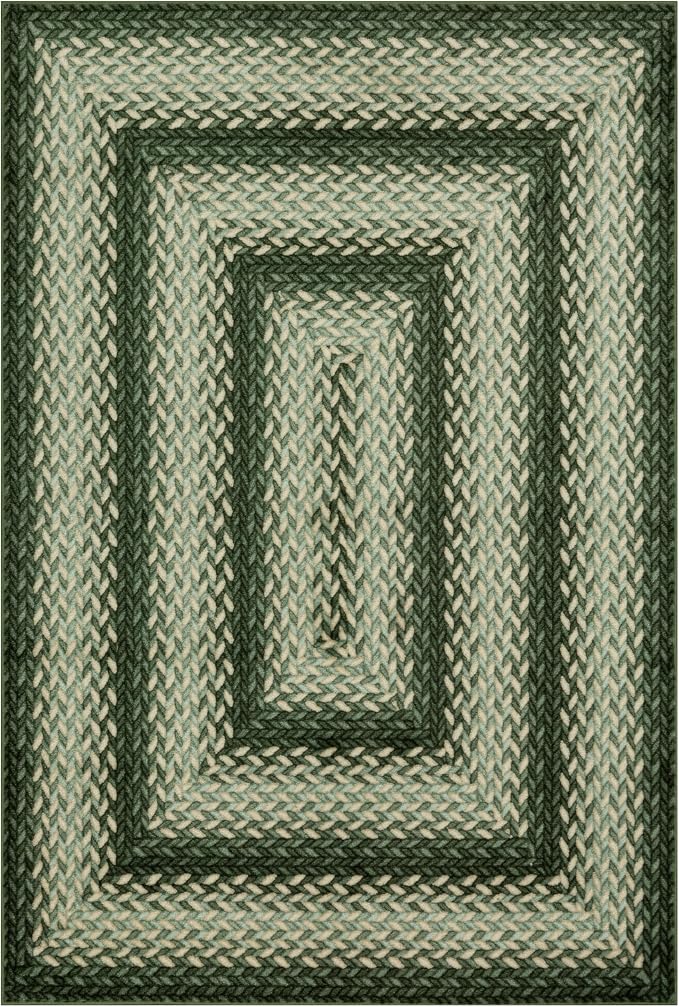 Maples Rugs Marion Bohemian Braided-Style Print Area Rug – Made in USA – Low by MaplesRugs