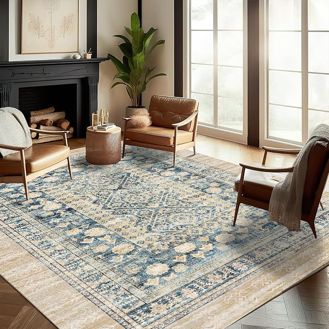 CHAMPLANT Washable Area Rug 10'x14' Boho Design Non-Shedding Easy Care Ideal - Image 2