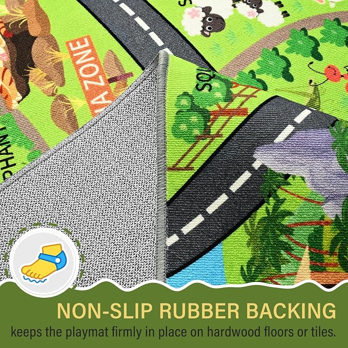 Zoo Adventure Kids Rug, Cute Animal Play Mat - Image 6