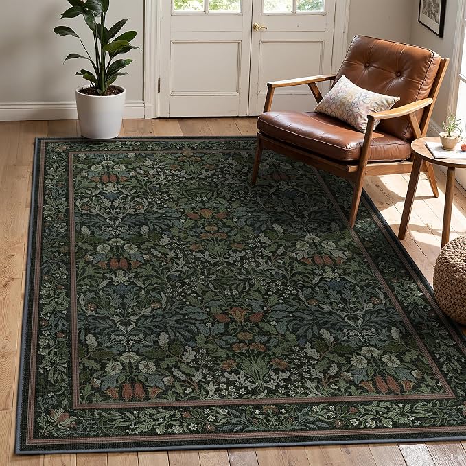 GENIMO Washable 3x5 Area Rug, Soft Vintage Floral Boho Carpet, Low-Pile - Image 3