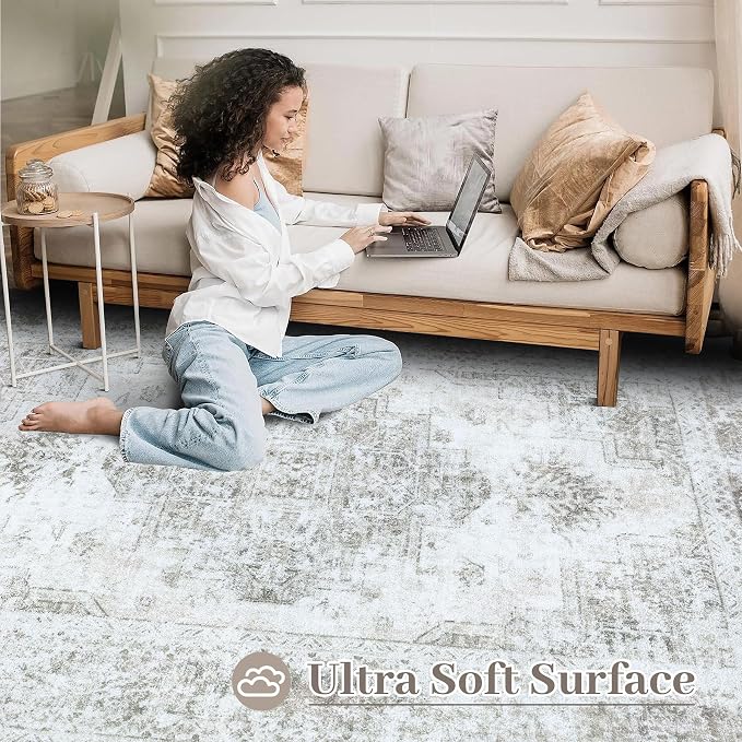 XLUEZ Area Rug 6x9 Living Room Rug, Machine Washable Vintage Distressed - Image 4