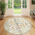 DUKINO 4ft Round Rug, Washable Round Area Rug, Non Slip Indoor Low Pile Animal by DUKINO