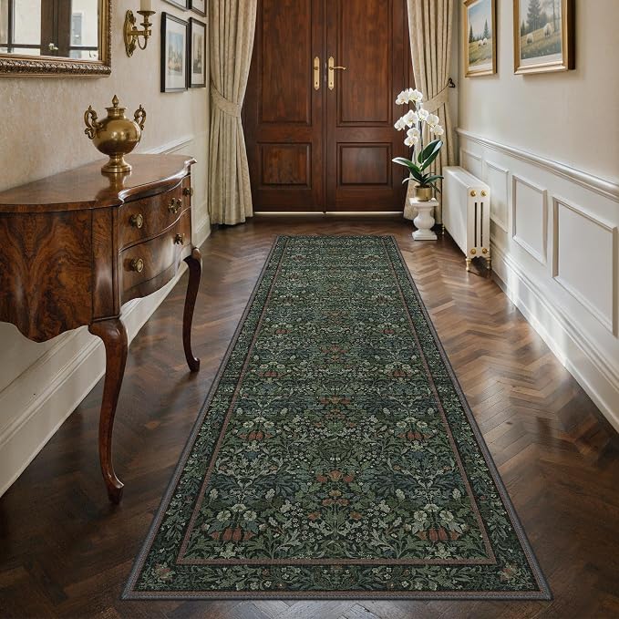 GENIMO Washable Floral Runner Rug 2x10, Non-Slip Long Hallway Carpet - Image 3