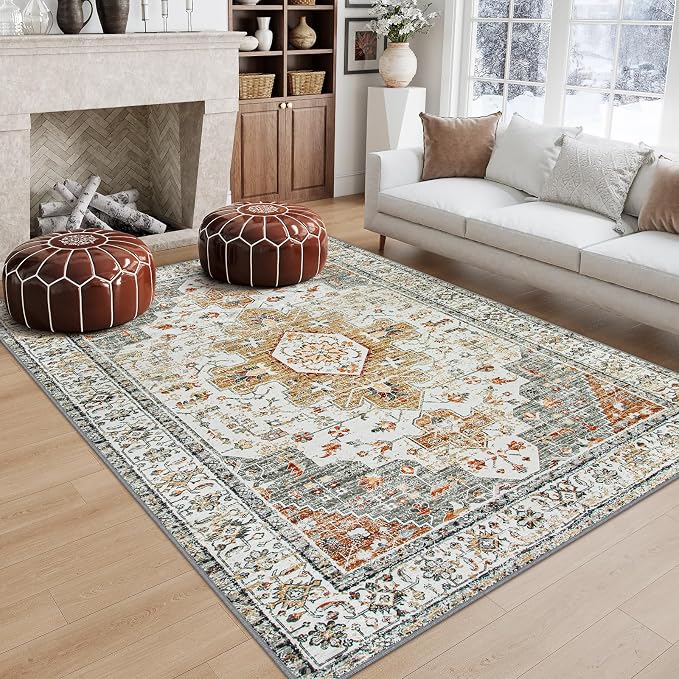 Moynesa Ultra-Thin Vintage Area Rug 6x9, Large Living Room Rugs - Image 8