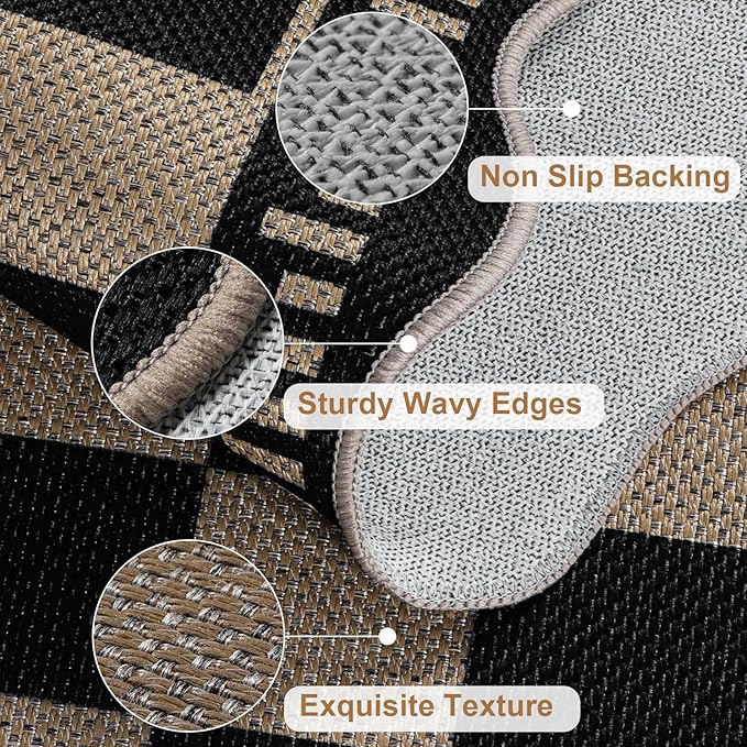 Checkered 2x6 Kitchen Runner Rug, Washable Rugs - Image 4