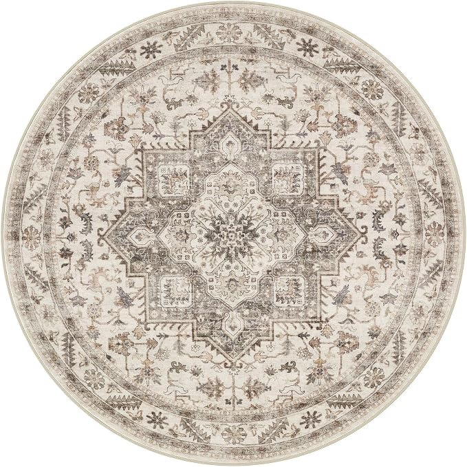 8ft Round Vintage Living Room Area Rug - Image 7