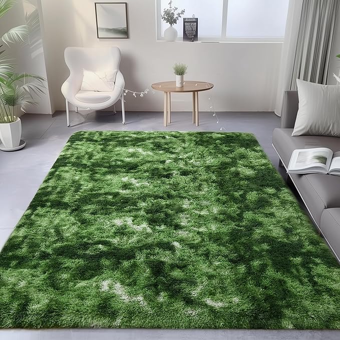 PAGISOFE Area Rugs for Bedroom 4x6, Fluffy Dark Green Rugs for Living Room - Image 2