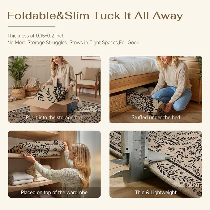 HUGEAR 5x7 Vintage Jute Indoor Outdoor Rug Washable Linen Textured Weave High - Image 6
