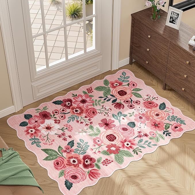 DUKINO 2x3 Entryway Rug, Floral Washable Indoor Door Mat - Image 3