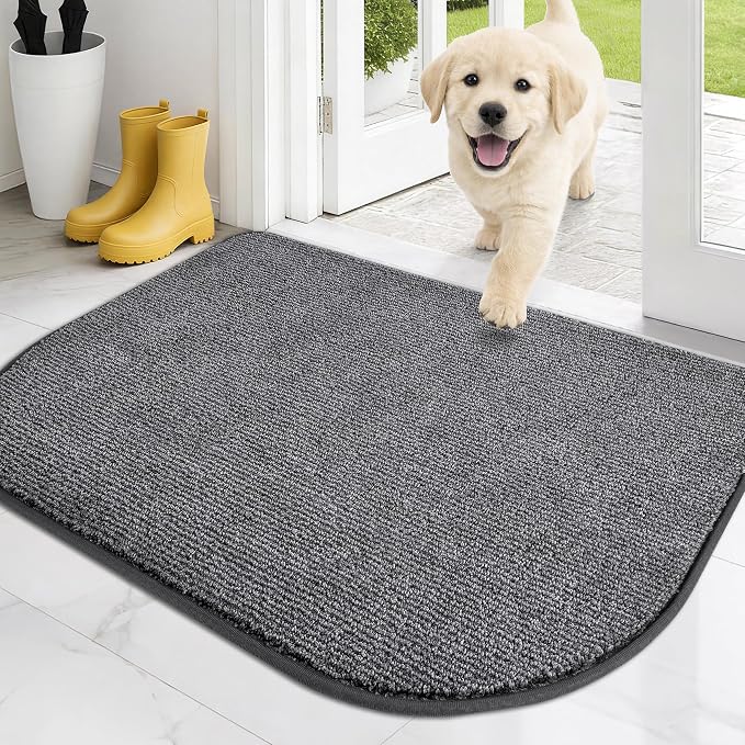 PURRUGS Dirt Trapping Door Mat Half Round 24" x 35.5", Non-Slip Machine by PURRUGS