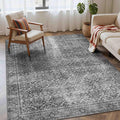 Latte&Fog 4x6 Rug for Living Room, Vintage Grey Washable Area Rug, Boho Floral by LatteFog