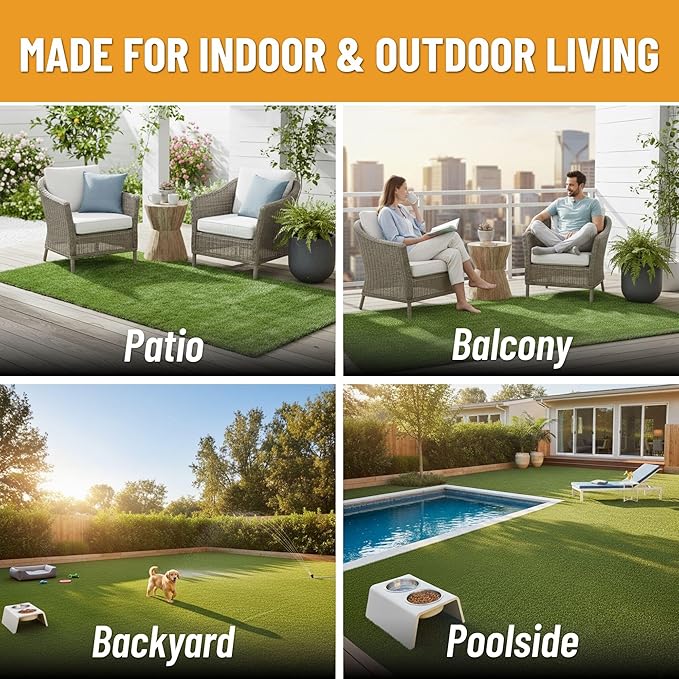 Ottomanson Artificial Turf Natural 78" x 32', Realistic Grass Carpet - Image 4
