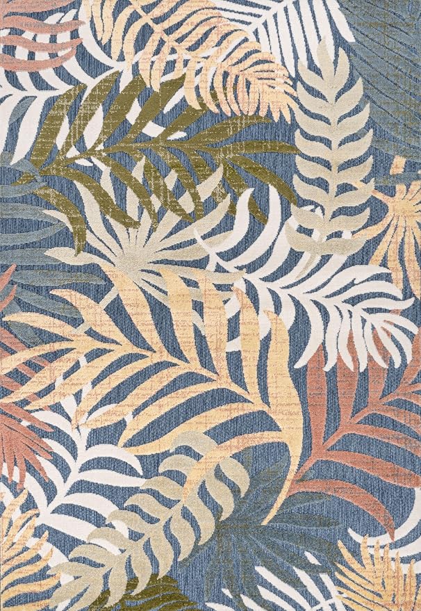 JONATHAN Y Tropics Palm Leaves Indoor Outdoor Area Rug 4X6 Dark Blue/Multi - Image 7