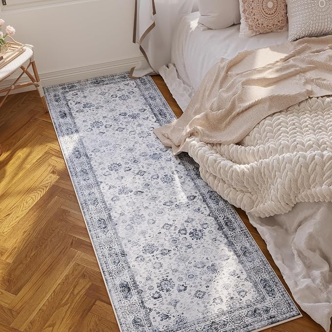 Rugcomf Runner Rug 2'6''x8' Hallway Washable Boho Soft Area Rug Non-Slip Faux - Image 3