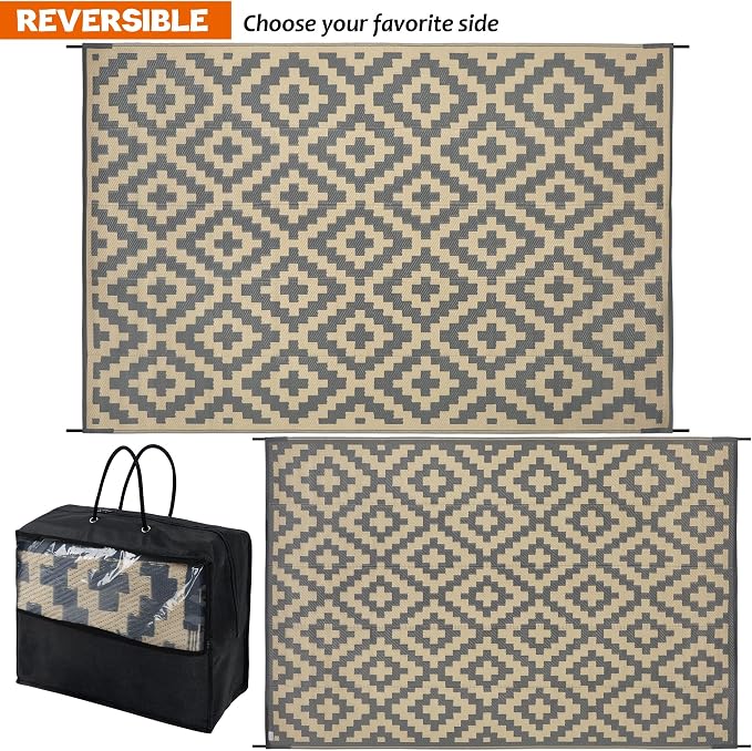 SAND MINE 6 x 9 Ft Reversible Mats, Plastic Straw Rug, Modern Area Rug - Image 3