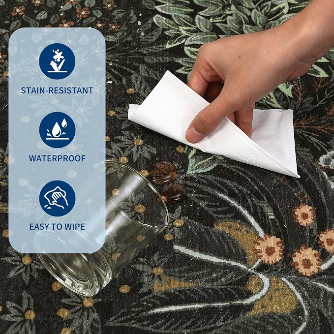 GarveeHome Forest Runner Rug 2.5x10, Botanical Low Pile Non Slip Stain - Image 7