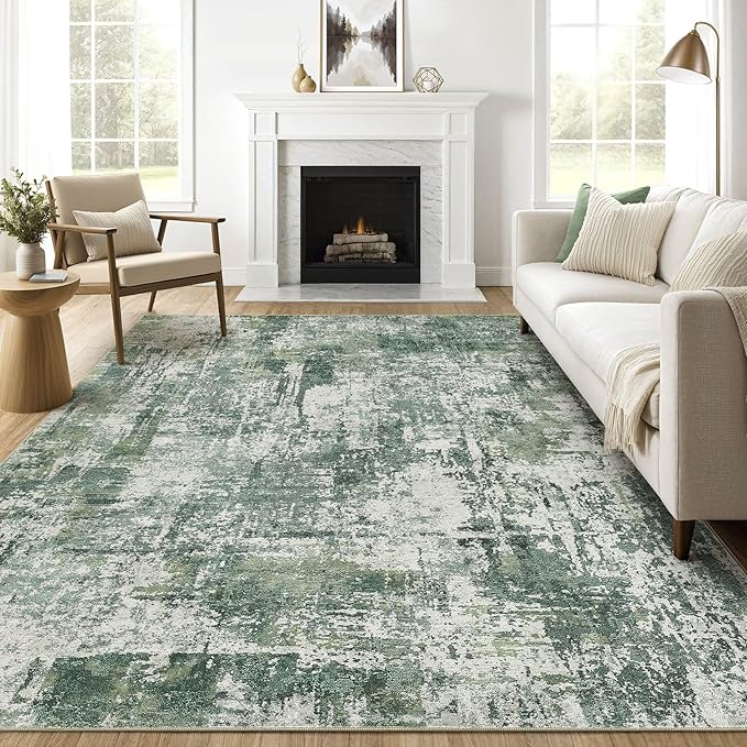 8x10 Area Rugs Living Room: Washable Large Abstract Soft Stain Resistant Indoor by LOONGRUG