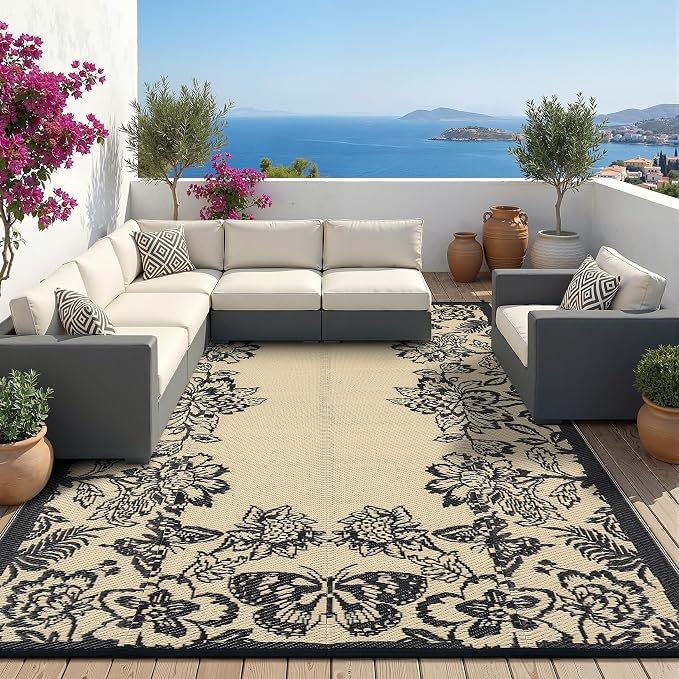 Garvee 5’x8’ Waterproof Patio Outdoor Rug, Outdoor Plastic Straw Rug - Image 7