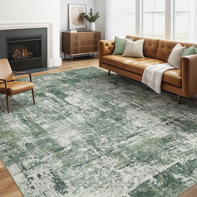 6x8 Area Rug Living Room: Washable Large Abstract Soft Stain Resistant Indoor by LOONGRUG
