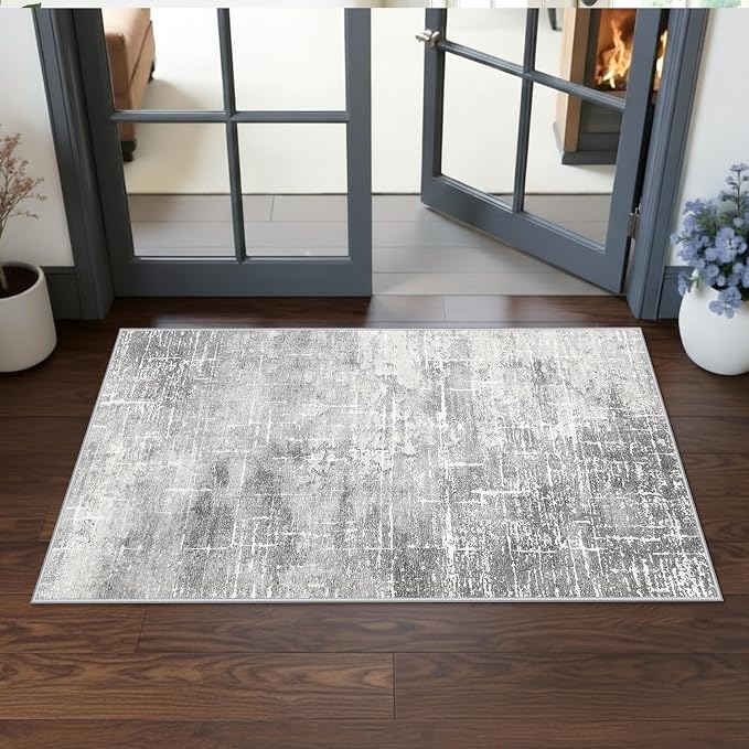 Washable 2x4 Entryway Area Rugs: Non-Slip Abstract Water Resistant Kitchen Rug by HYHAOYUNLAI