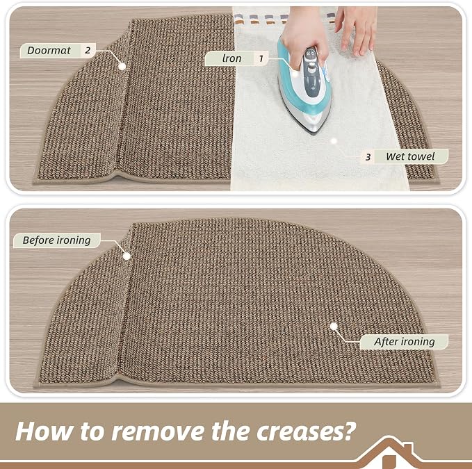 BEQHAUSE Dirt Trapper Door Mat 26" x 40" Half Circle Non-Slip Washable Doormats - Image 9