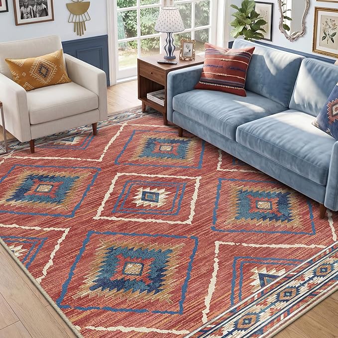 BESTSWEETIE Area Rug 7x9Rug Machine Washable Non-Slip Low Pile Print Pattern - Image 2