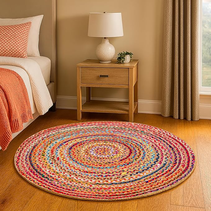 Hausattire Bohemian Braided Rug 4' Round - Image 4
