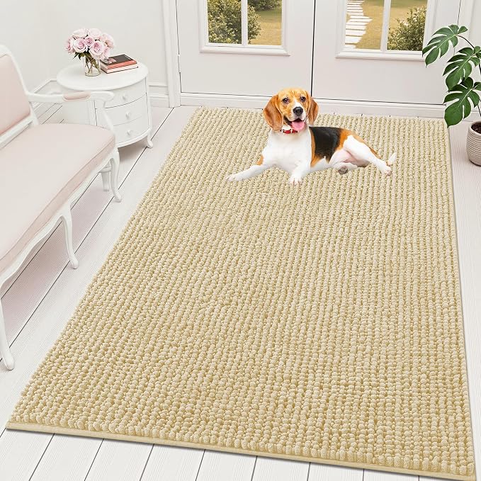 OLANLY Dog Door Mat for Muddy Paws 70x46, Ultra Absorbent Chenille Mud Doormat by OLANLY
