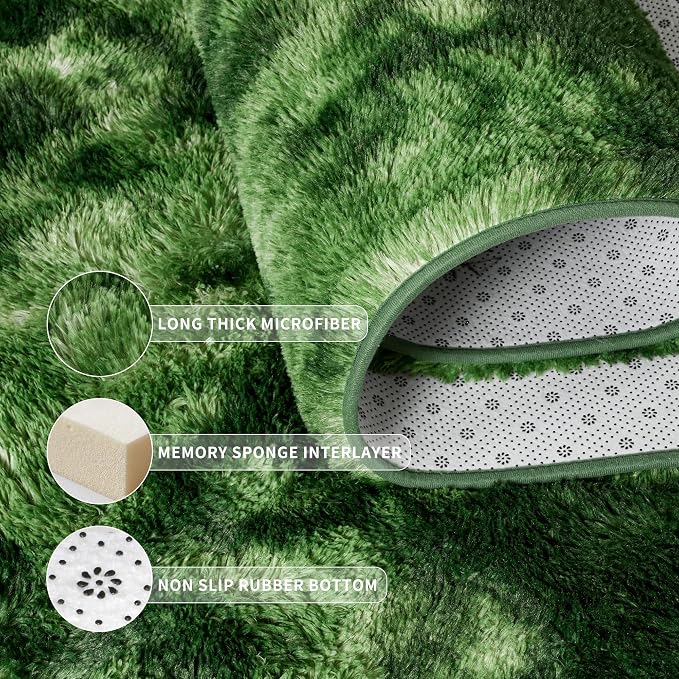 Tepook Fluffy Dark Green Rugs for Living Room Bedroom, 6x9 Soft Area Rug - Image 5