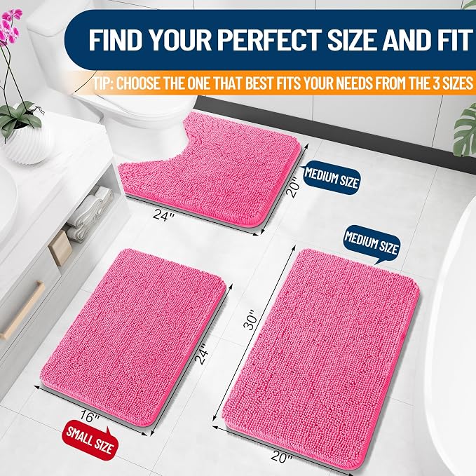 OLANLY Bathroom Rugs 30x20, Extra Soft Absorbent Chenille Bath Rugs, Rubber - Image 2