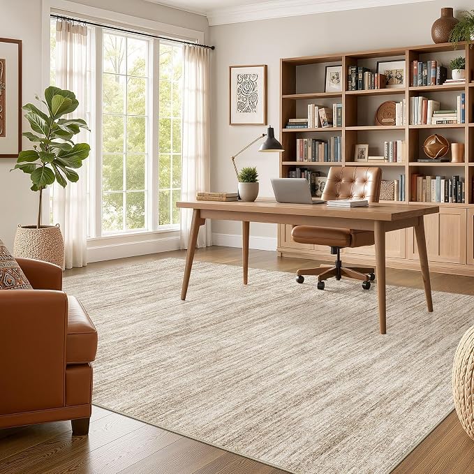 Nakagishi 6X8 Area Rugs Living Room: Washable Large Vintage Rug Neutral - Image 5