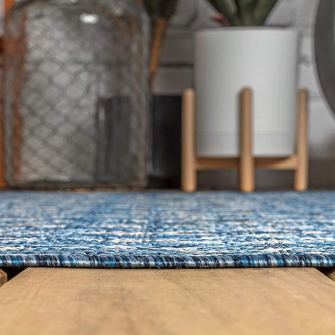 JONATHAN Y Moroccan Geometric Indoor Outdoor Runner Rug 2X20 Navy/Light Gray - Image 7
