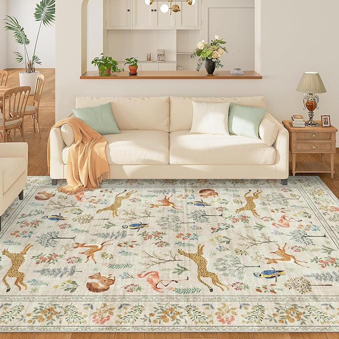 DUKINO 9x12 Rug, Washable Animal Living Room Rug - Image 3