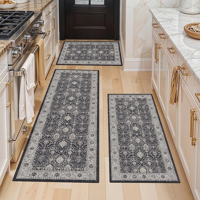 3 Pieces Kitchen Rug Sets: Farmhouse Washable Non-Slip Floor Mat by HYHAOYUNLAI