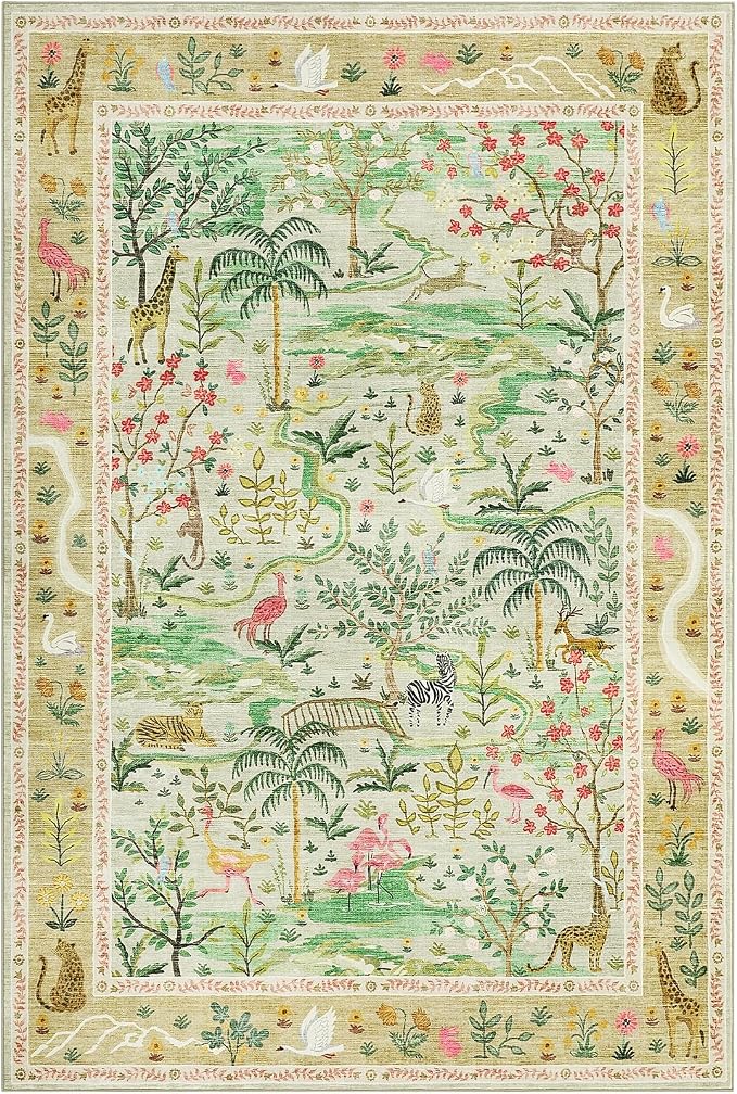 4x6 Whimsical Safari Nursery Area Rug Washable Non Slip Small Living Room Rugs - Image 4